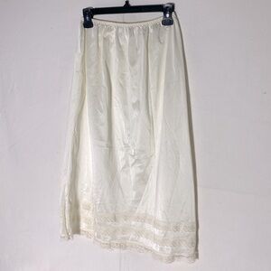 Vintage Intimate Details Cream Satin Midi Length Skirt Slip L